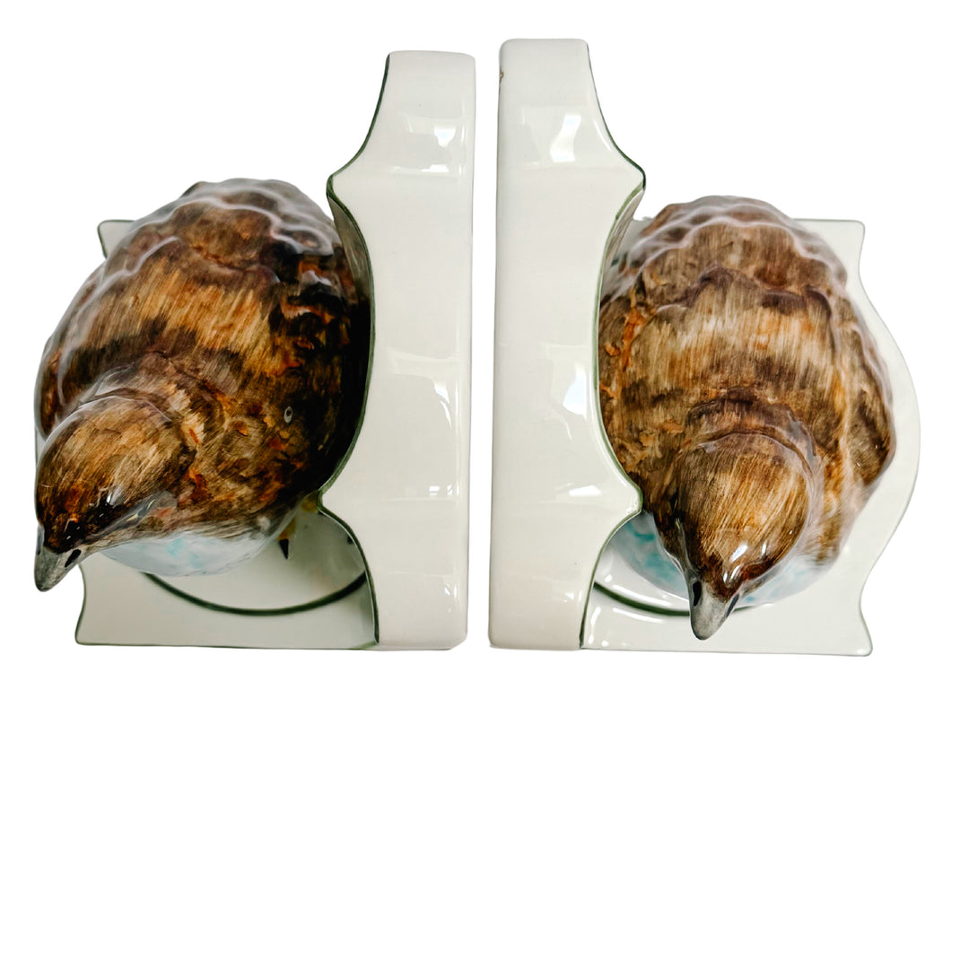 Vintage Nora Fenton Italian Porcelain Quail Bookends