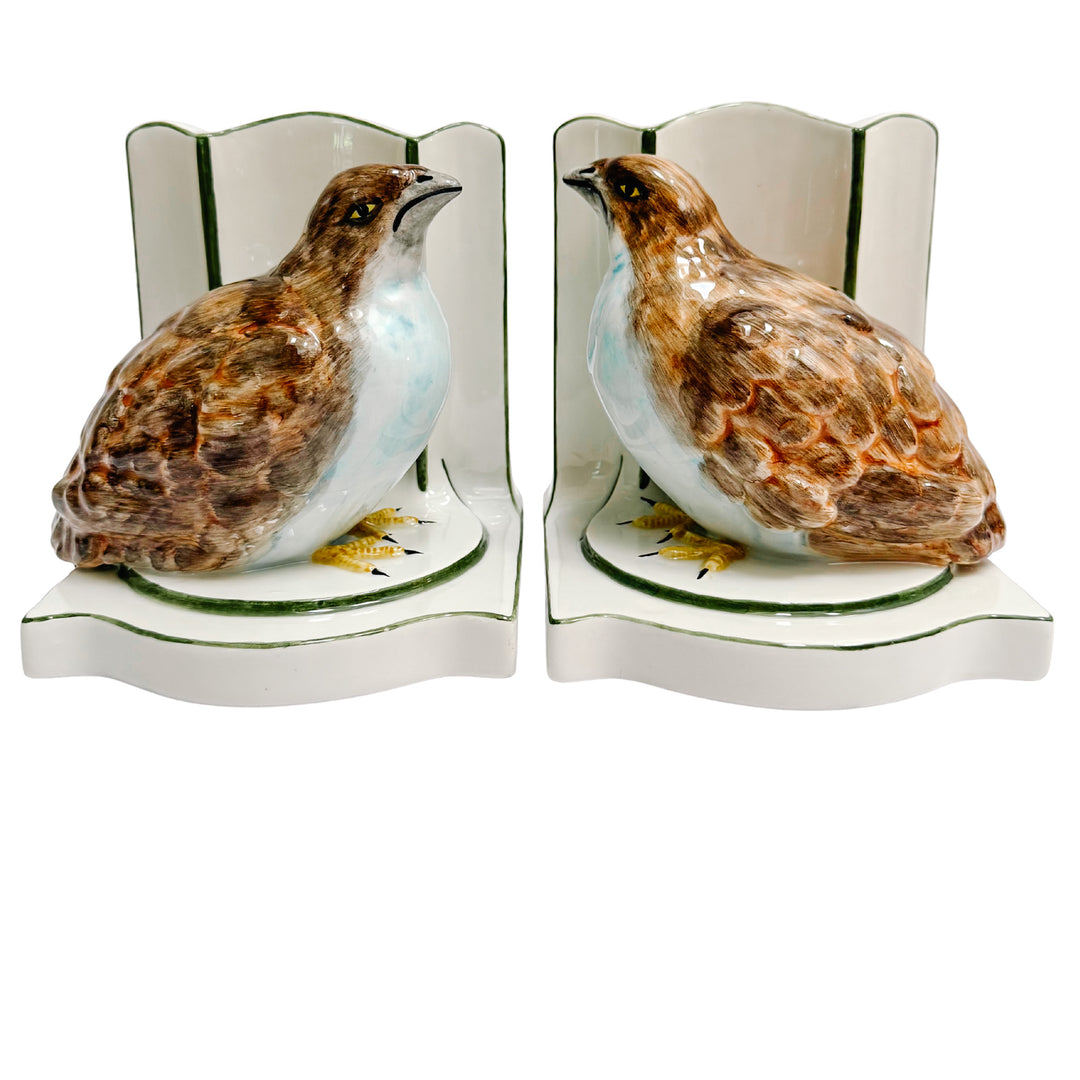 Vintage Nora Fenton Italian Porcelain Quail Bookends