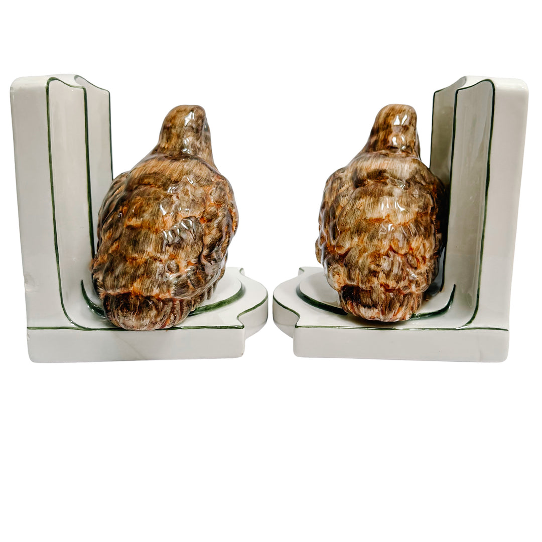 Vintage Nora Fenton Italian Porcelain Quail Bookends