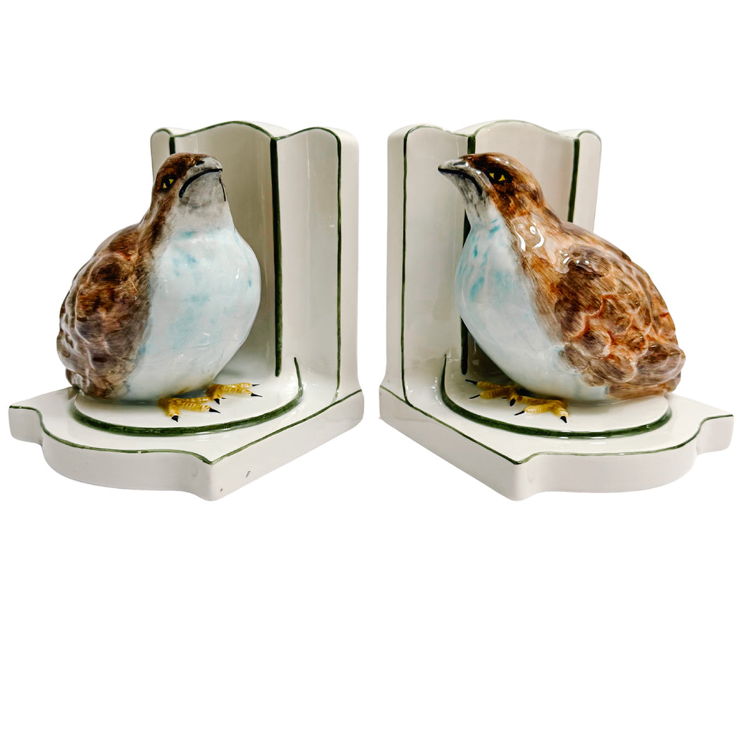 Vintage Nora Fenton Italian Porcelain Quail Bookends