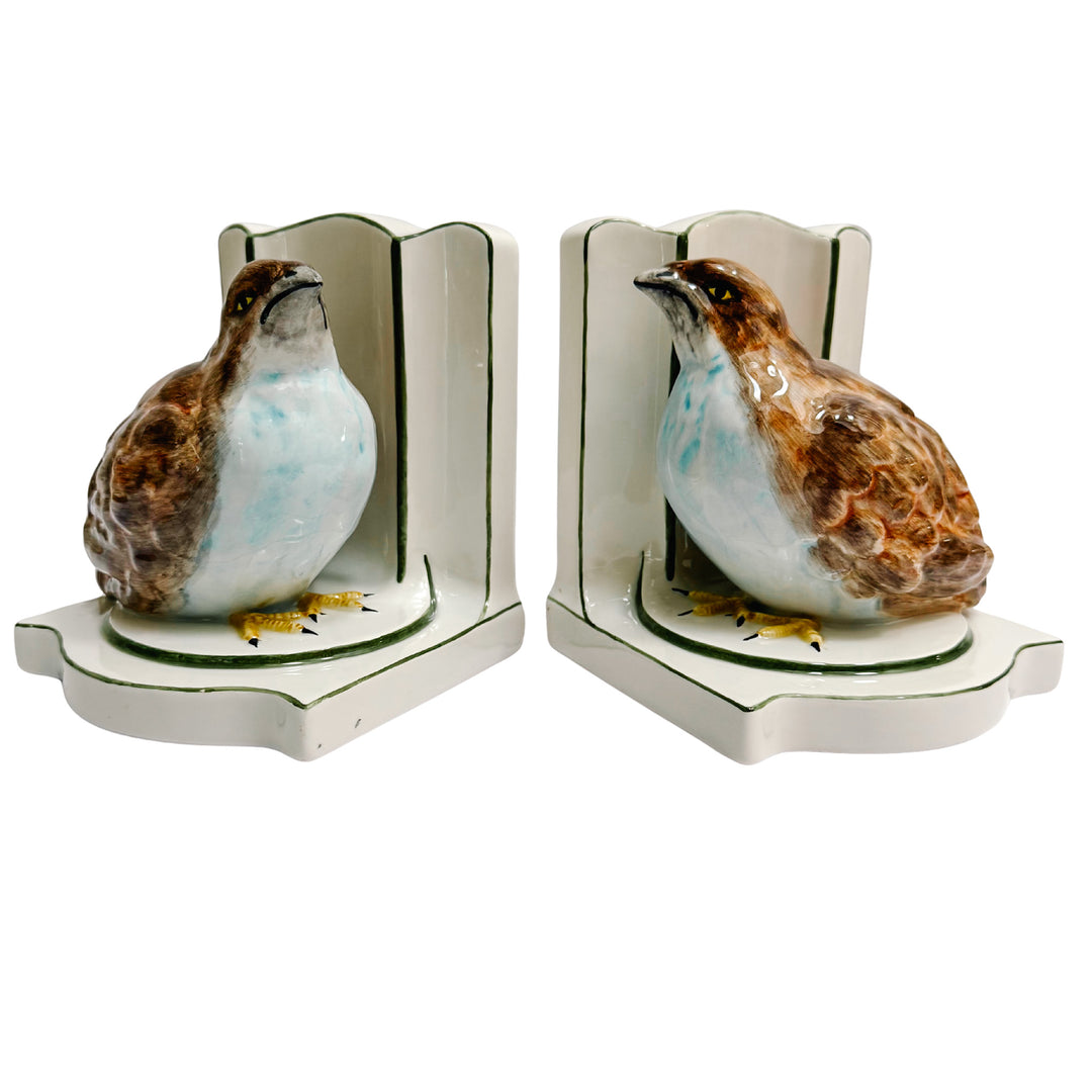 Vintage Nora Fenton Italian Porcelain Quail Bookends