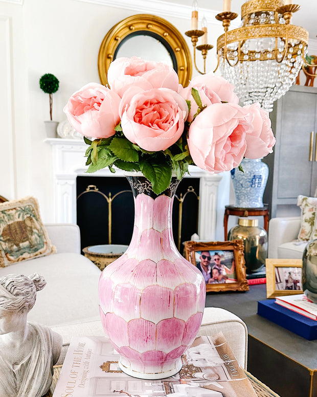 Vintage Nora Fenton Pink Lotus Petals Flower Vase