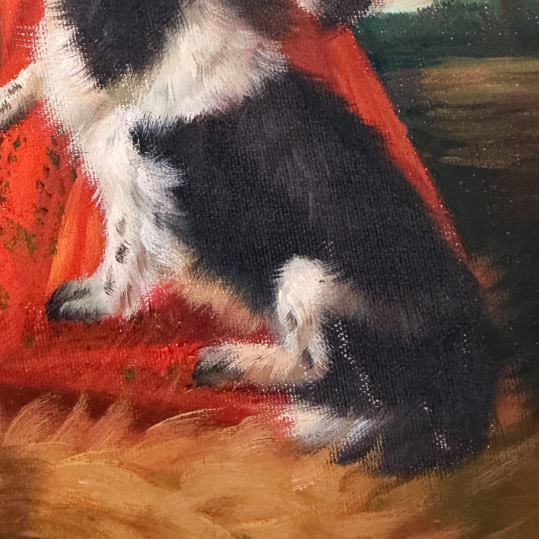 Vintage Oil Painting on Board of King Charles Spaniels After Richard Ansdell