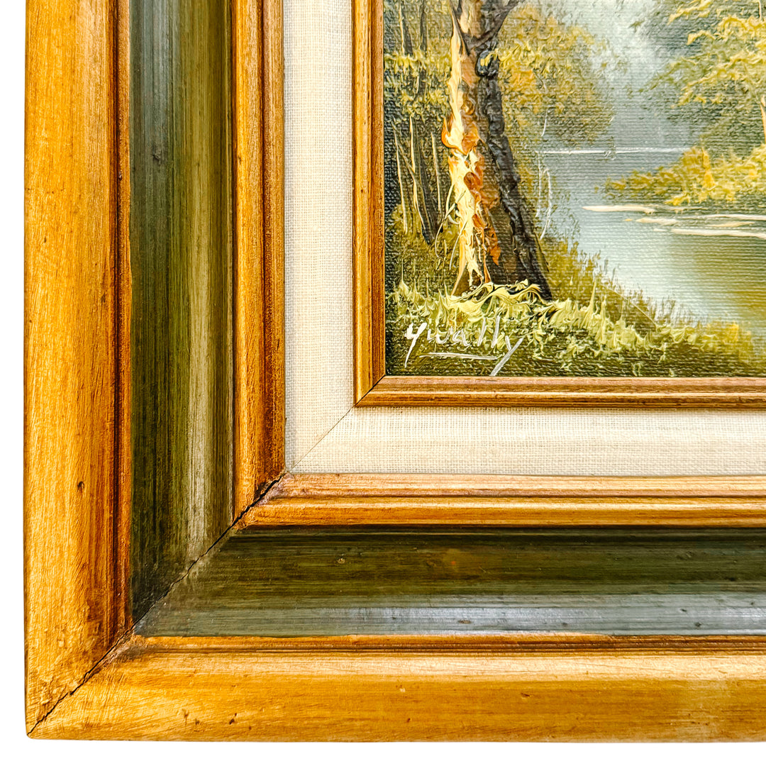 Vintage Original Impressionist Forest Stream Oil Painting
