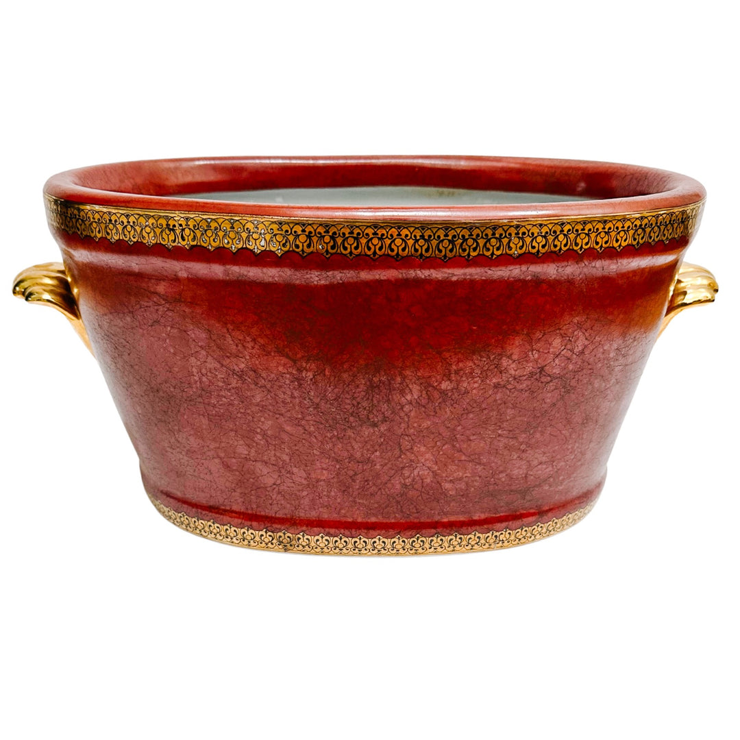 Vintage Oval Red Foot Bath Planter Jardiniere