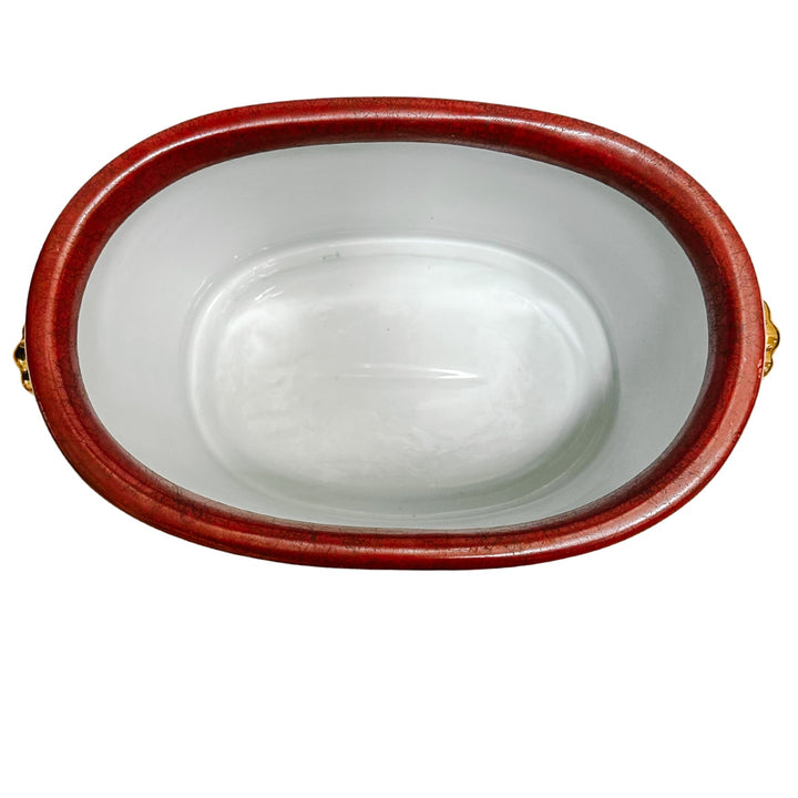 Vintage Oval Red Foot Bath Planter Jardiniere