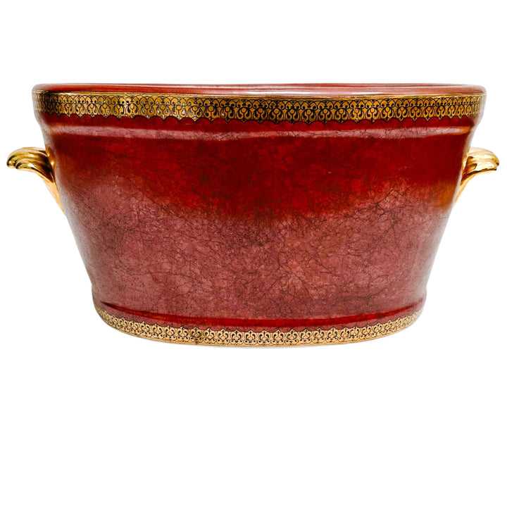 Vintage Oval Red Foot Bath Planter Jardiniere