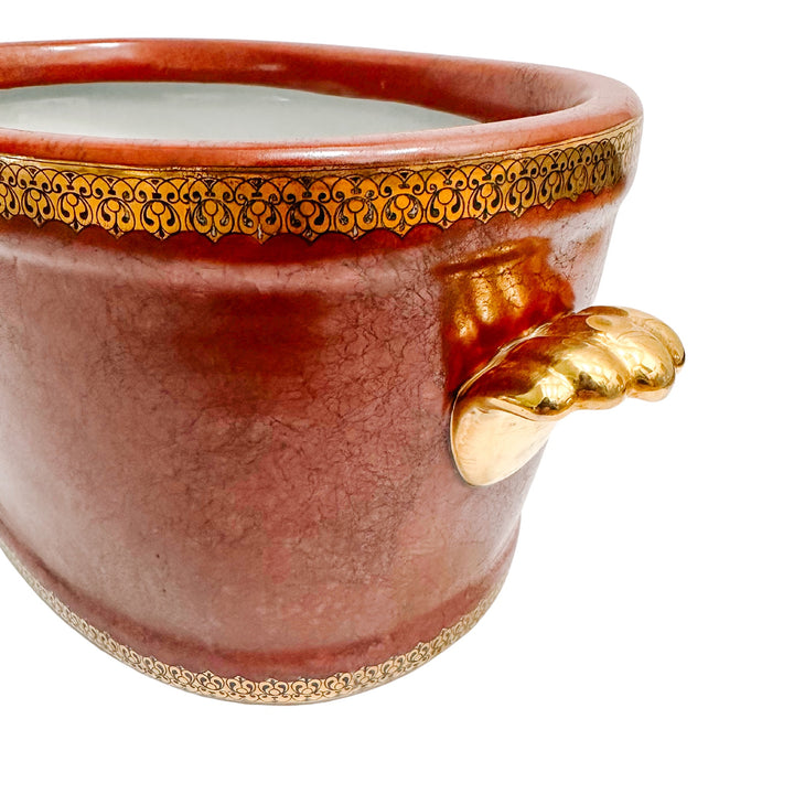 Vintage Oval Red Foot Bath Planter Jardiniere
