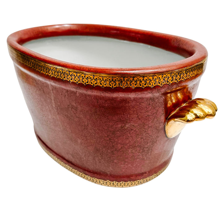 Vintage Oval Red Foot Bath Planter Jardiniere