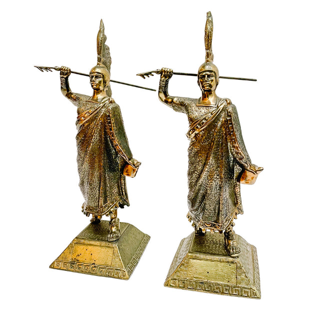 Vintage Pair Of Cuauhtémoc Aztec Warrior Statues