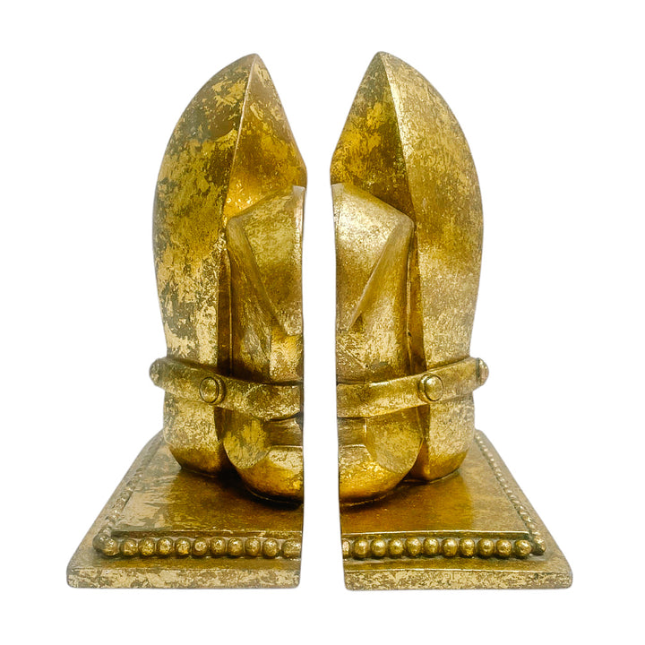 Vintage Pair Of Gold Fleur De Lis Bookends