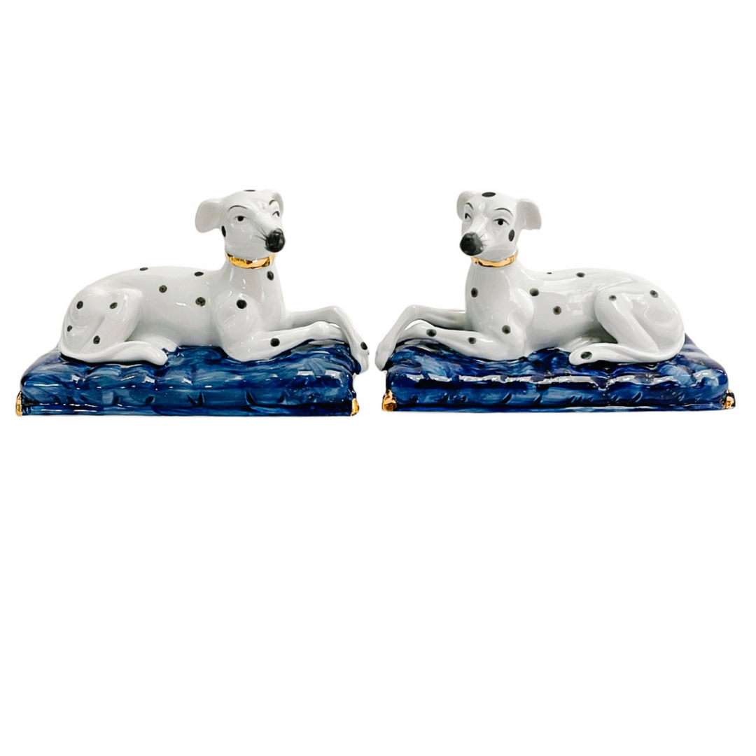 Vintage Pair of Staffordshire Dalmatians on Pillows