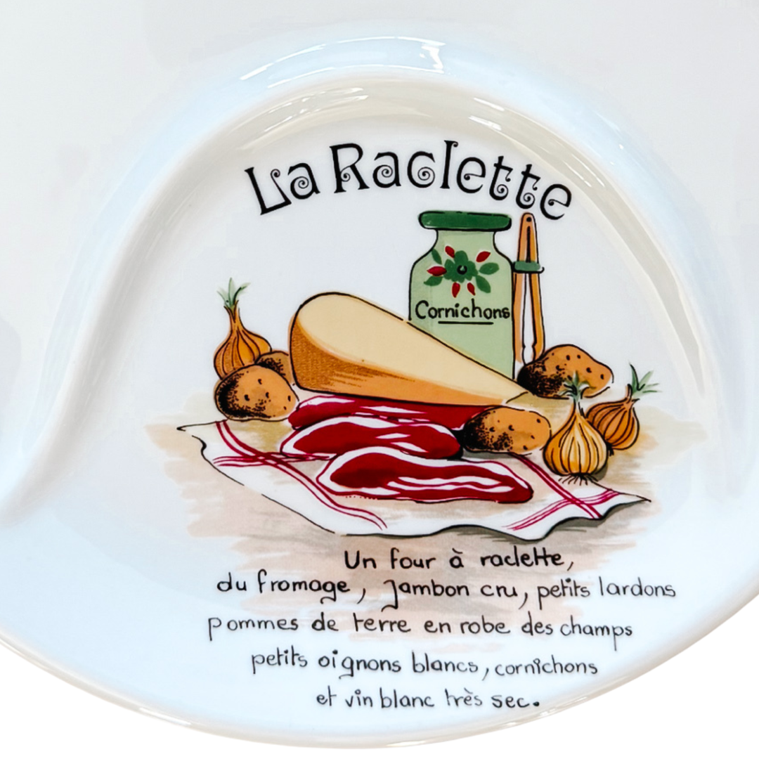 Vintage Pillivuyt France Porcelain La Raclette Divided Plates Set