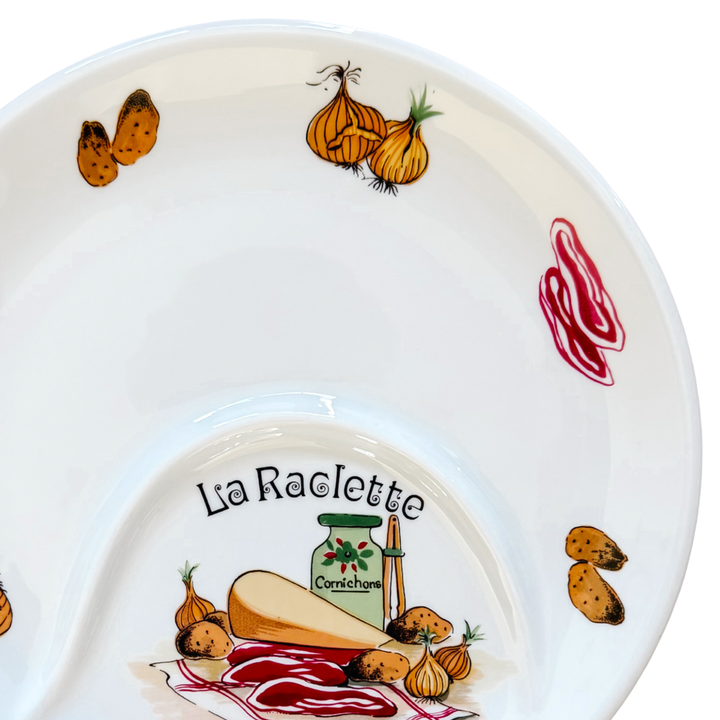 Vintage Pillivuyt France Porcelain La Raclette Divided Plates Set