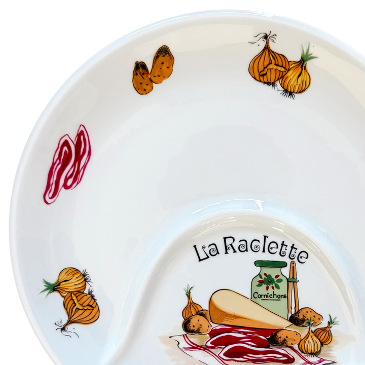 Vintage Pillivuyt France Porcelain La Raclette Divided Plates Set