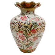 Vintage Pink Florals Fluted Neck Vase