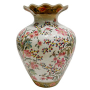 Vintage Pink Florals Fluted Neck Vase