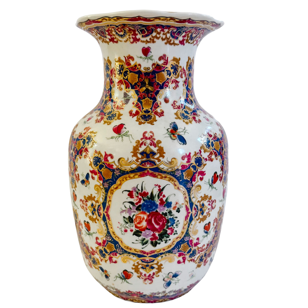 Vintage Porcelain Gilded Floral & Butterfly Vase