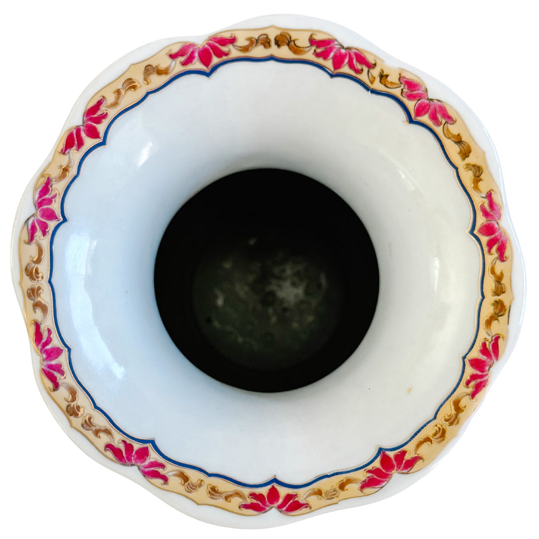 Vintage Porcelain Gilded Floral & Butterfly Vase