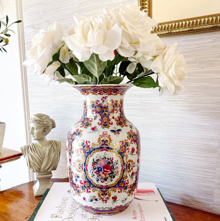 Vintage Porcelain Gilded Floral & Butterfly Vase