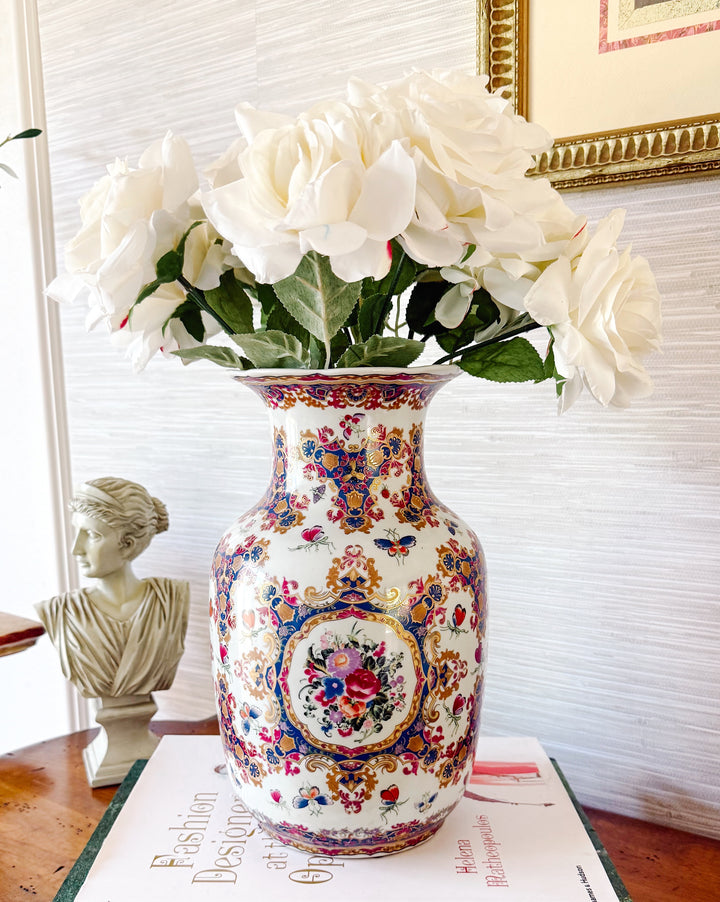 Vintage Porcelain Gilded Floral & Butterfly Vase