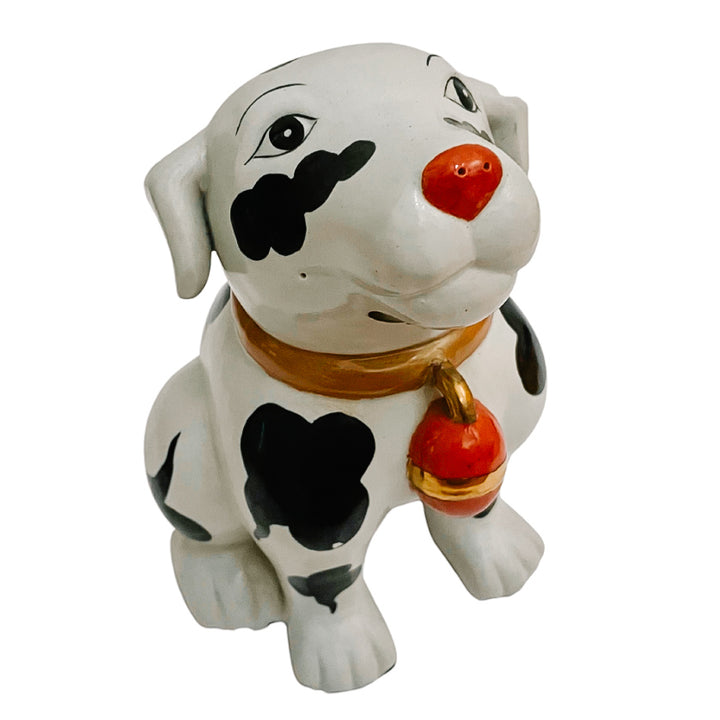 Vintage Porcelain Seated Pug With Bell Collar