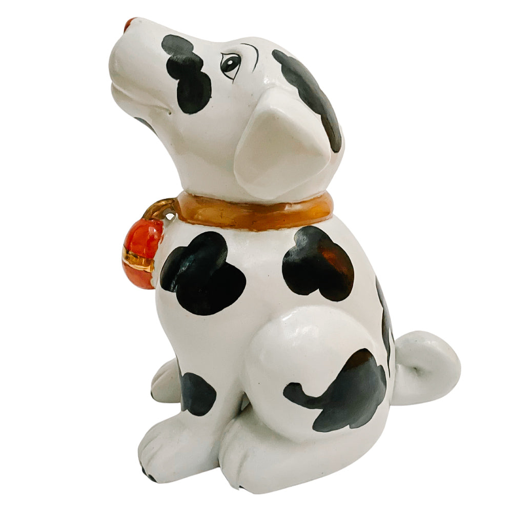 Vintage Porcelain Seated Pug With Bell Collar