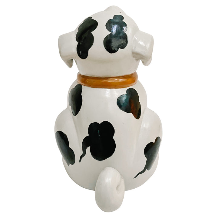 Vintage Porcelain Seated Pug With Bell Collar