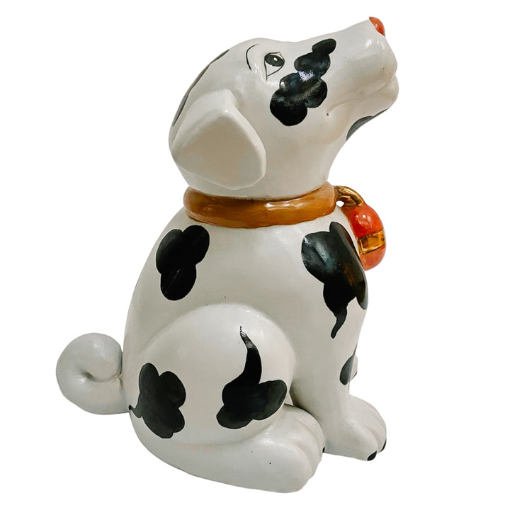 Vintage Porcelain Seated Pug With Bell Collar