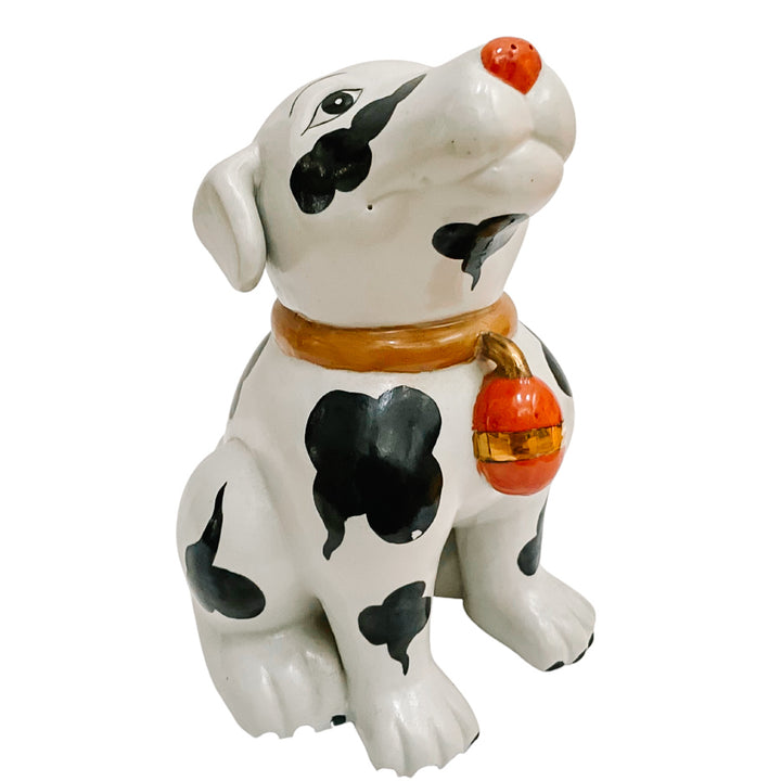 Vintage Porcelain Seated Pug With Bell Collar