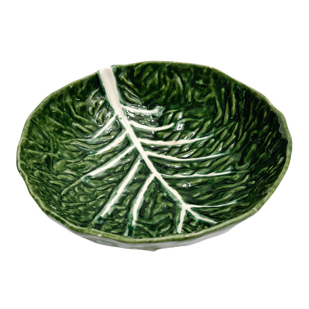 Vintage Portuguese Green Cabbageware Bowl
