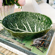 Vintage Portuguese Earthenware Green Cabbage Bowl