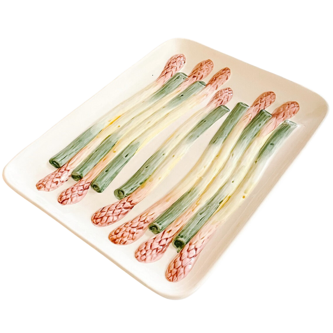 Vintage Portuguese Majolica Asparagus Platter