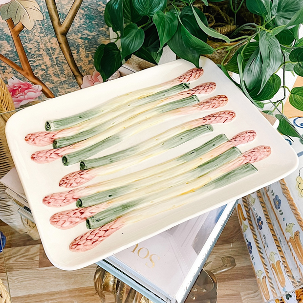 Vintage Portuguese Majolica Asparagus Platter