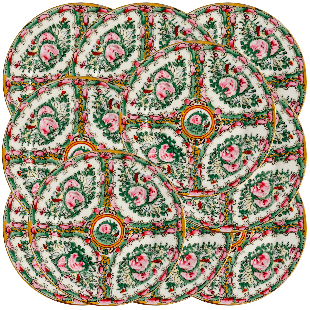 Mid-Century Rose Canton Decorative Plates