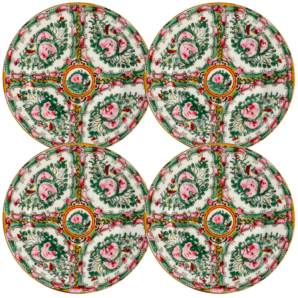 Mid-Century Rose Canton Decorative Plates