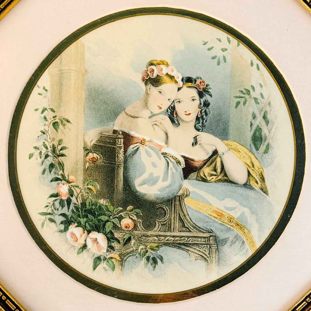 Vintage Rudolf Lesch "Flowers of Loveliness" Octagonal Framed Lithographs