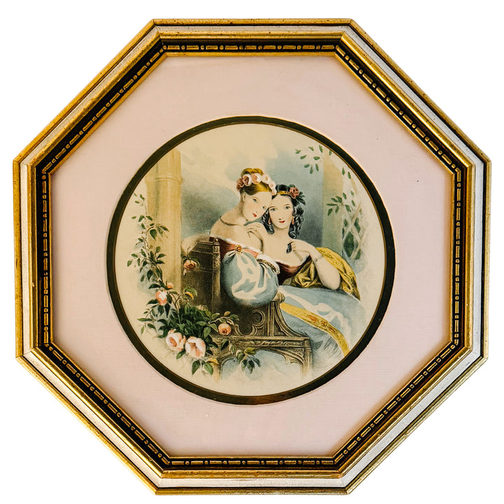 Vintage Rudolf Lesch "Flowers of Loveliness" Octagonal Framed Lithographs