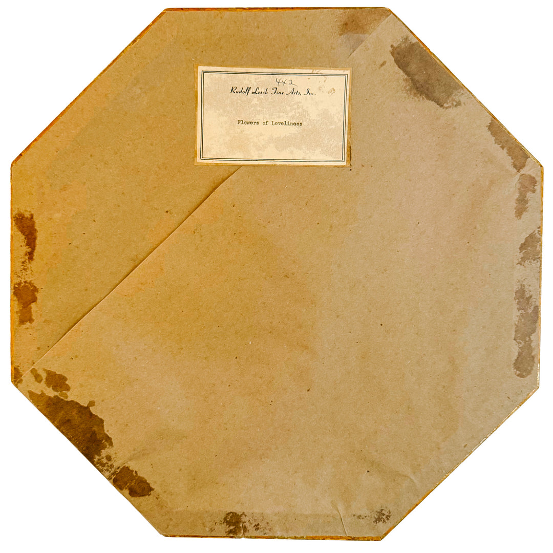 Vintage Rudolf Lesch "Flowers of Loveliness" Octagonal Framed Lithographs