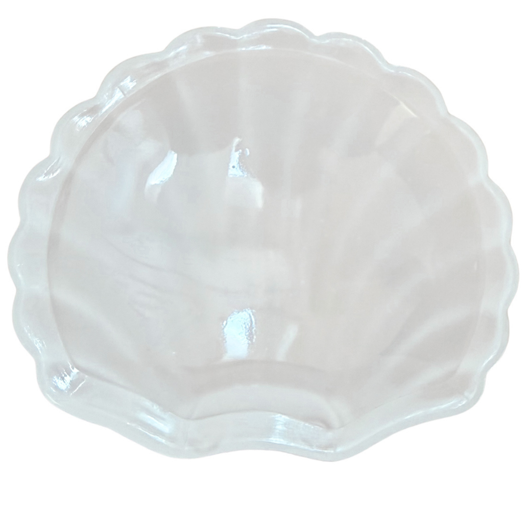 Vintage Silver-Plated Shell Butter Dish & Caviar Server With Milk Glass Liner