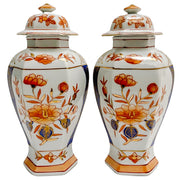 Vintage Small Japanese Imari Hexagonal Lidded Urns