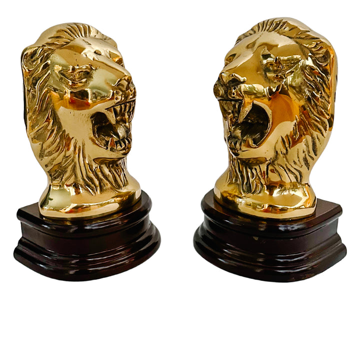 Solid Brass Roaring Lion Bookends