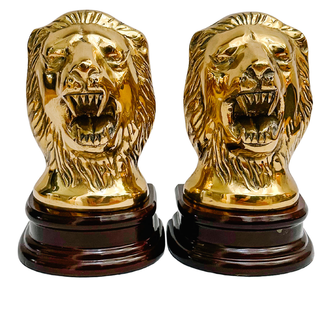 Solid Brass Roaring Lion Bookends
