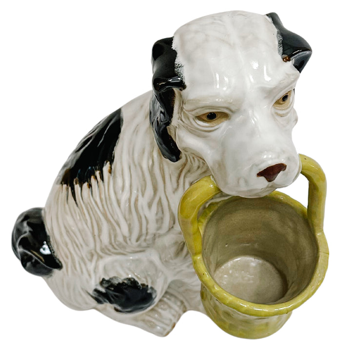 Vintage 12" Single Staffordshire Pottery Spaniel With Basket