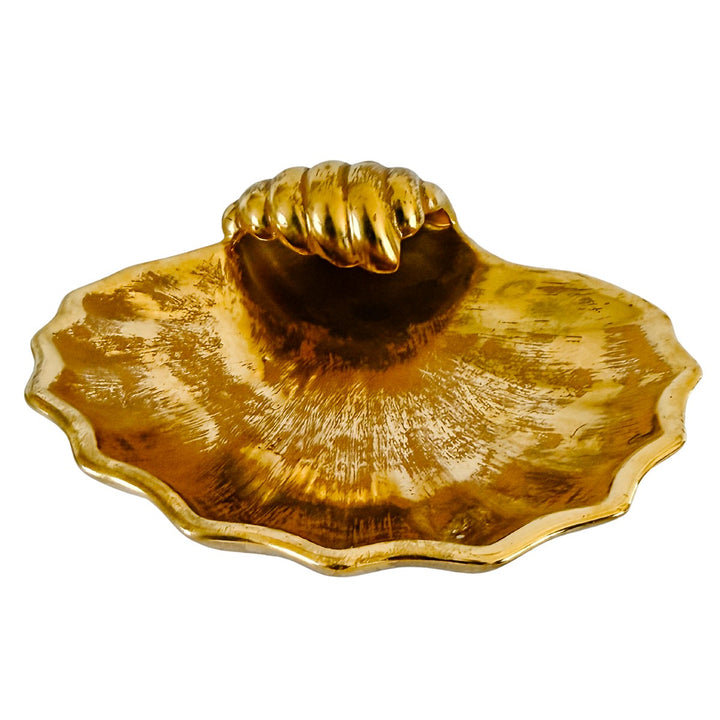 Vintage Stangl Pottery Granada 22K Gold Scalloped Shell Dish