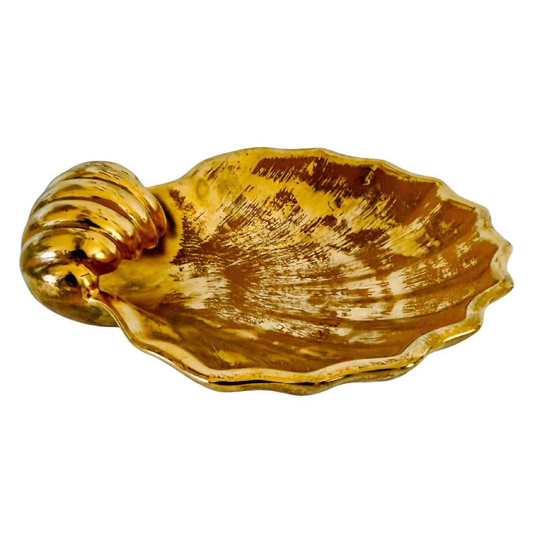 Vintage Stangl Pottery Granada 22K Gold Scalloped Shell Dish