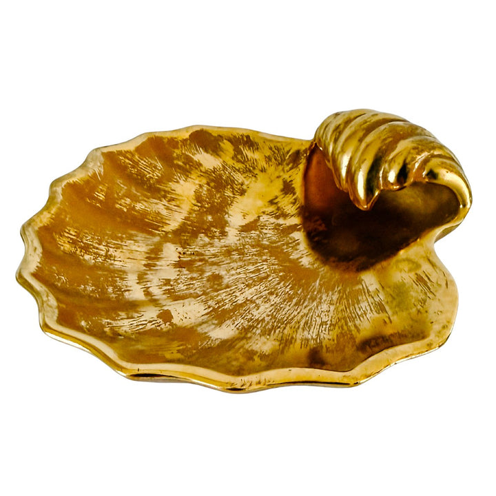 Vintage Stangl Pottery Granada 22K Gold Scalloped Shell Dish