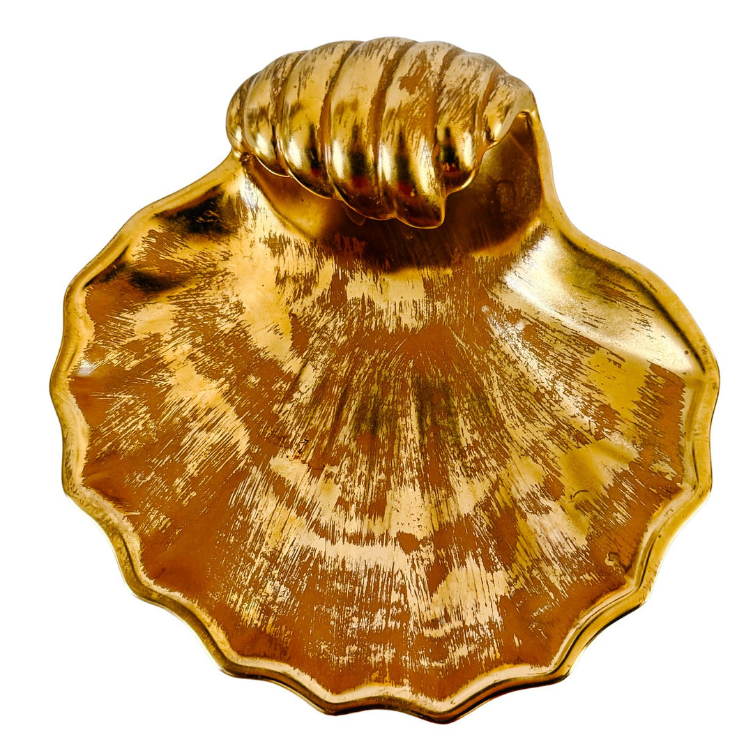Vintage Stangl Pottery Granada 22K Gold Scalloped Shell Dish