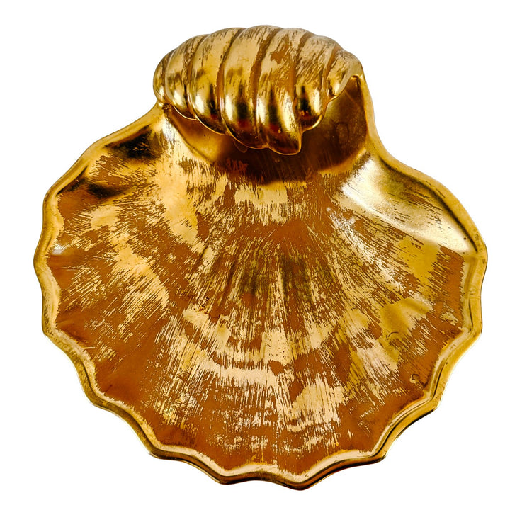 Vintage Stangl Pottery Granada 22K Gold Scalloped Shell Dish