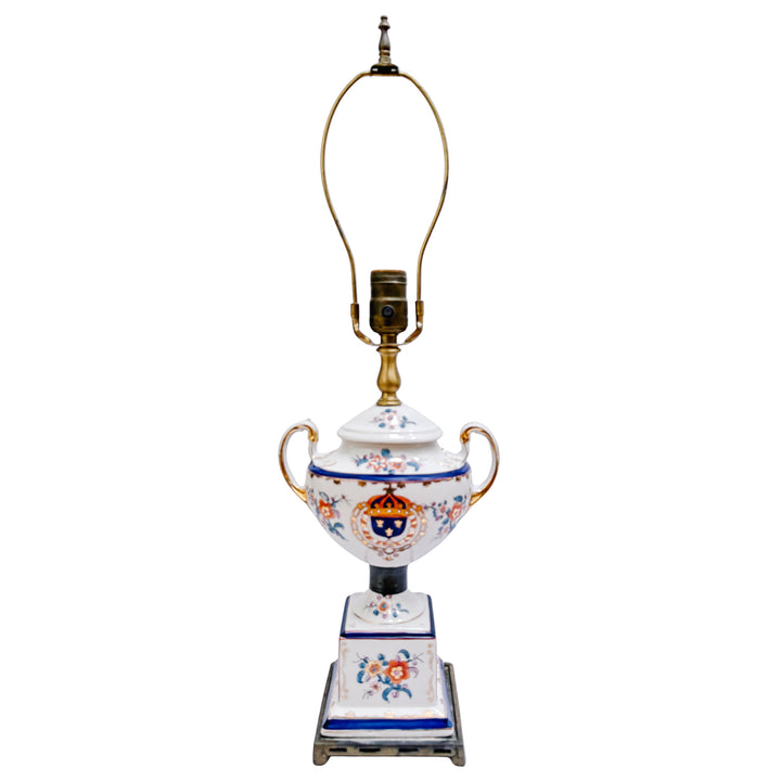 Mid-Century Kaiser Kuhn Swedish Armorial Porcelain Urn Table Lamp